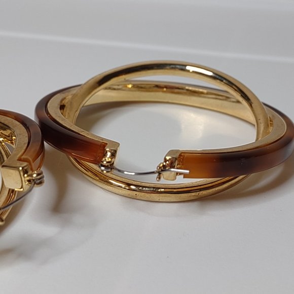 Vince Camuto Tortoise And Gold Tone Large Hoop Earrings - Picture 9 of 15